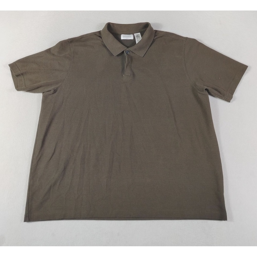 Concepts By Claiborne Polo Shirt Mens Medium Brown‎ Solid Pima Cotton Blend